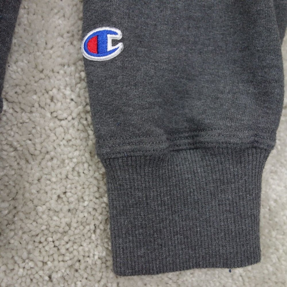 Champion Hoodie Mens Medium Grey Long Sleeve Drawstring Pullover Fleece Logo - Picture 3 of 9